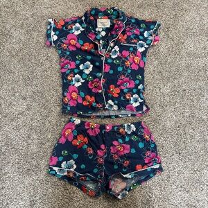 Cuddl Duds Floral Pajama Set with Red and Blue Accents